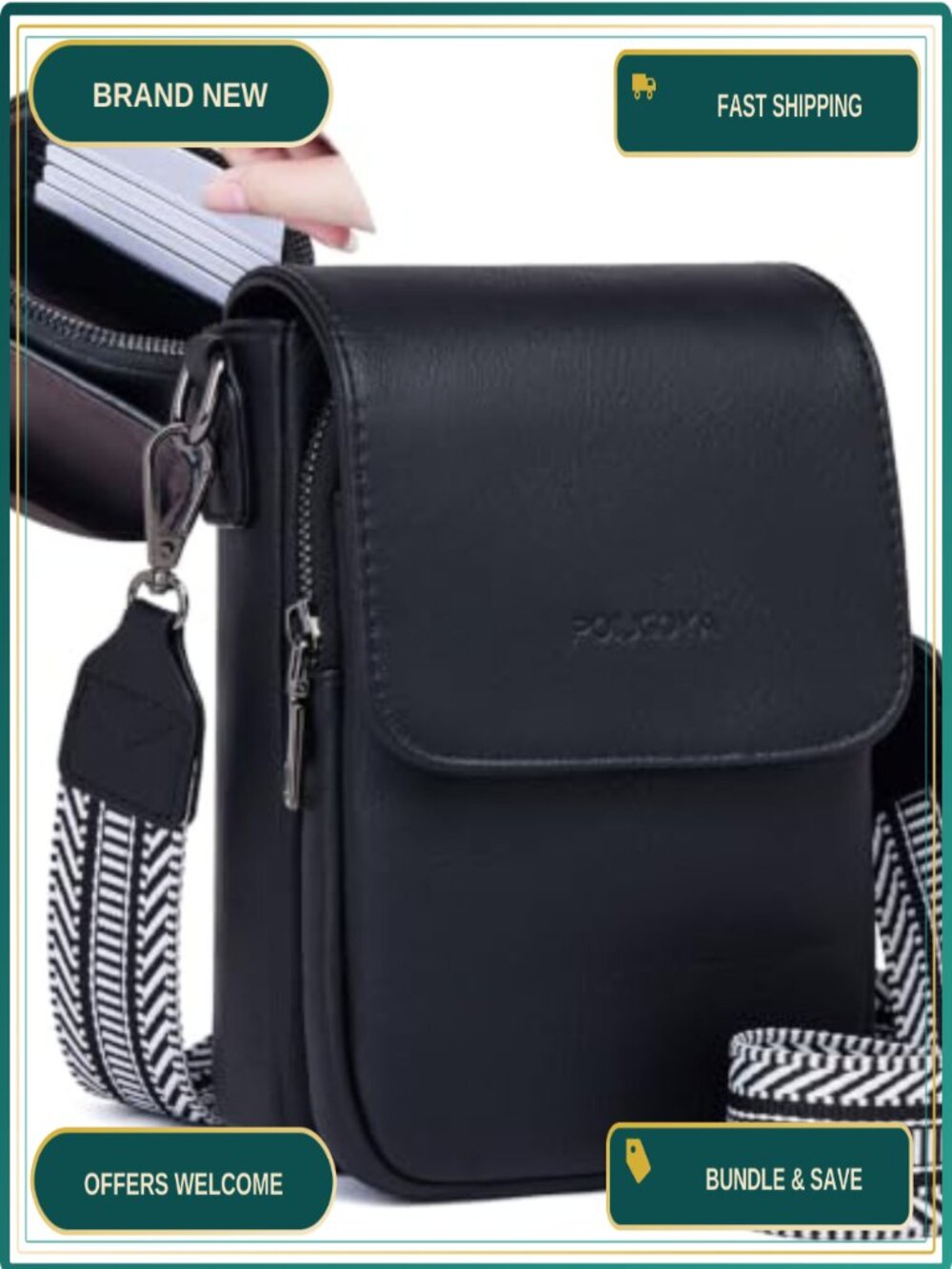 Vegan Leather Crossbody Phone Purse Wallet for Women Small Shoulder Bag